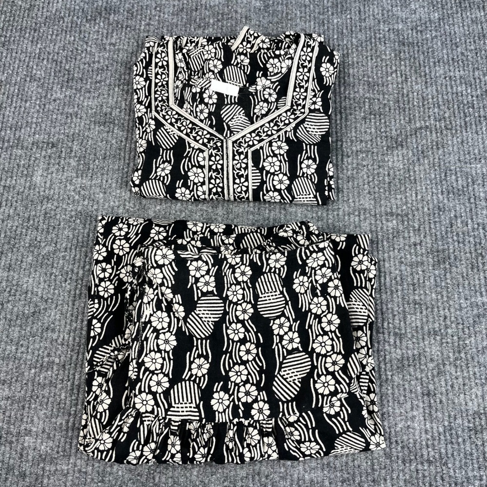 Vtg 90s Cotton SET Womens XL Tunic Pants Womens Floral Boho Lounge Resort Lagom